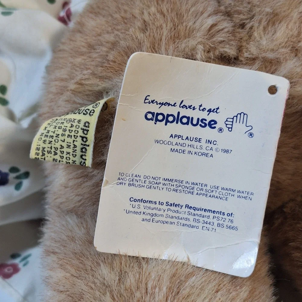 applause teddy bear Talena moving eyes Flower dress school plush 1987 With Tag‎
